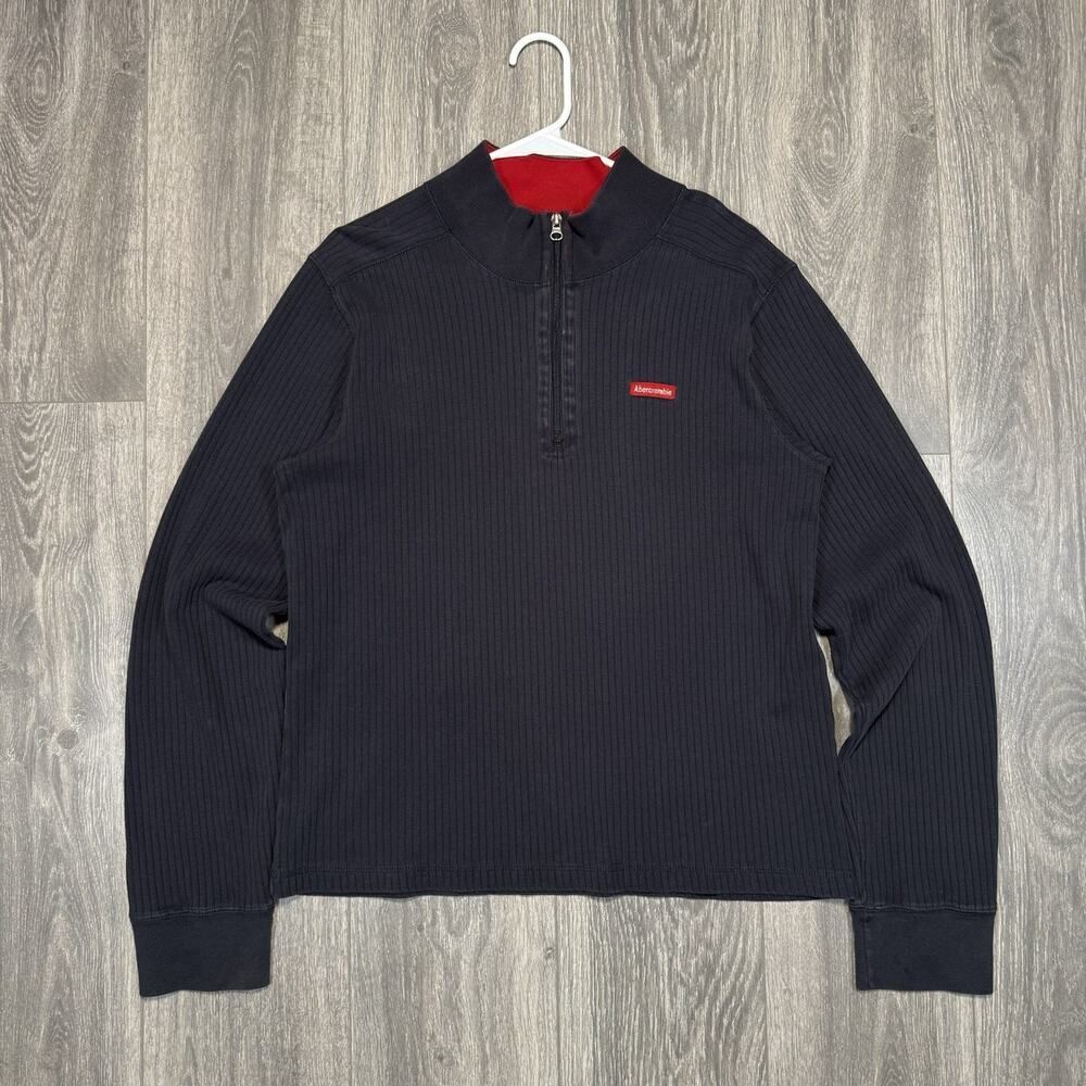 Vintage Y2K Abercrombie & Fitch Quarter Zip Sweater Mens Size XL Muscle Fit USA